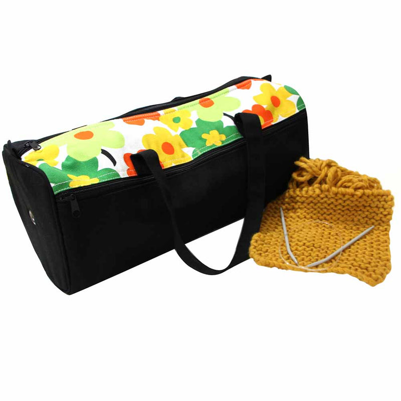 VIVACE Knitting Bag - 43 x 15 x 15cm (17″ x 6″ x 6″) - Black with Floral