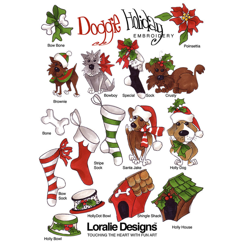 Doggie Holiday Embroidery Machine Design Collection CD