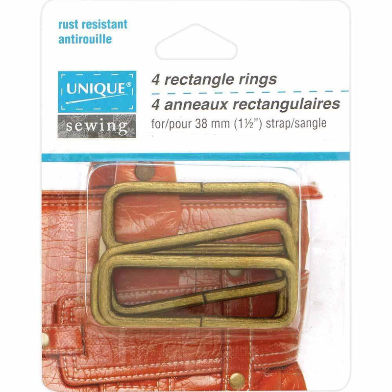 UNIQUE SEWING Rectangle Rings - 38mm (11⁄2″) - 4 pcs.