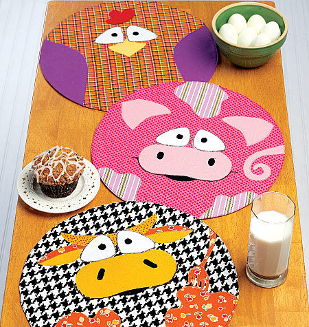 KWIK SEW CIRCULAR FARM ANIMAL PLACEMATS