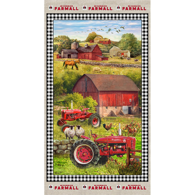 Farmall - Sweet Farmhouse Tractor Cotton Panel 24in