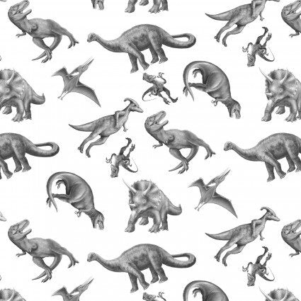 March Of The Dinosaurs - White Dinosaur Toile