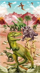 March Of The Dinosaurs - Tan Dinosaur Banner Panel 24in