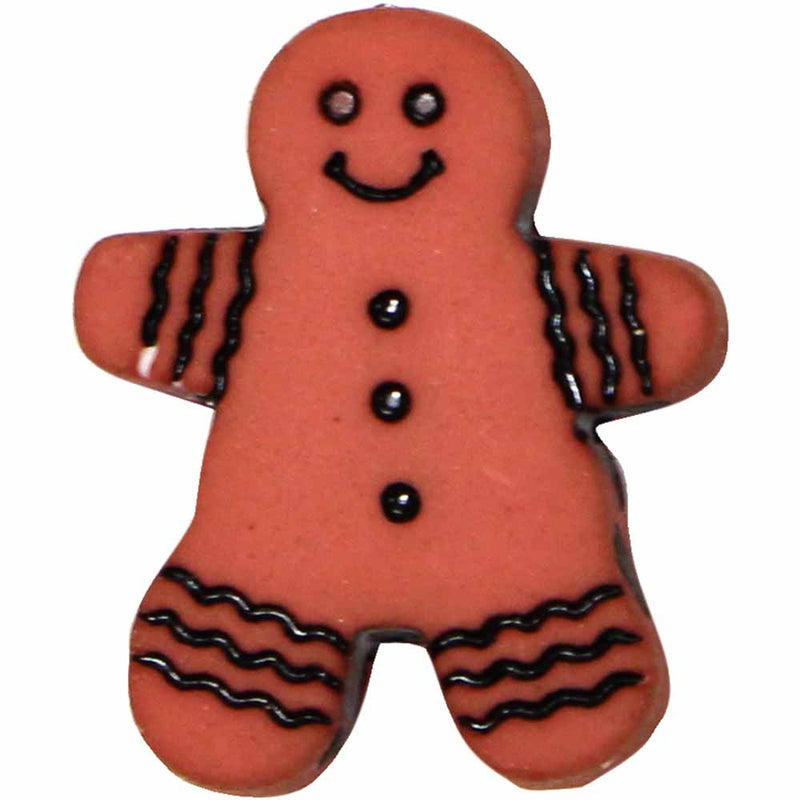 ELAN Novelty Shank Button - Brown - 18mm (3⁄4″) - Gingerbread Man