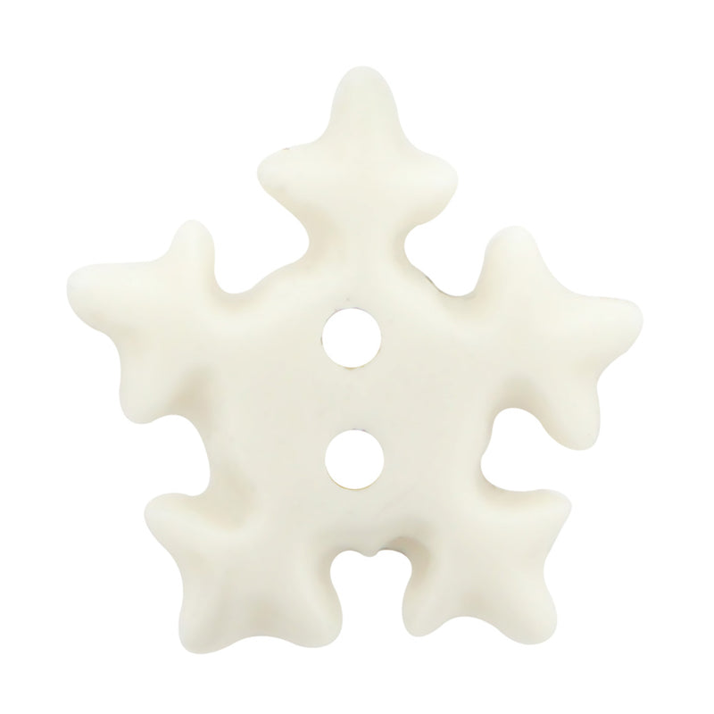 CIRQUE Novelty 2-Hole Button - White - 25mm (1″) - Snowflake - 2 count