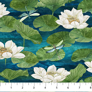 Tranquil Waters - Water Lilies Dark Blue