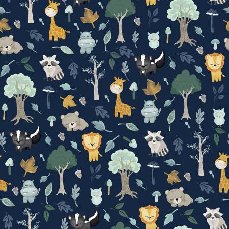 Flannel It's a Boy Baby Animals Navy