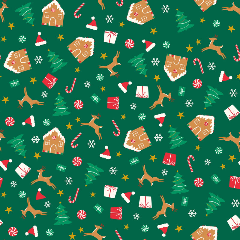 Flannel Christmas Icons Green
