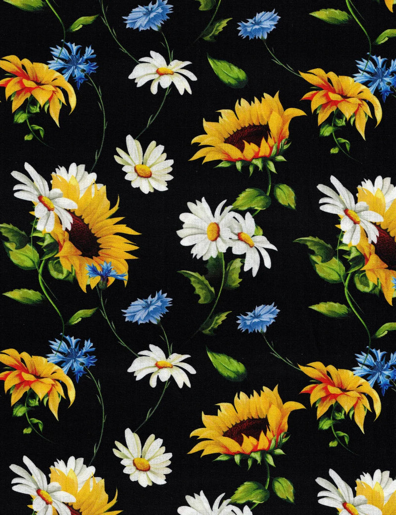 Sunflower & Daisies - Black