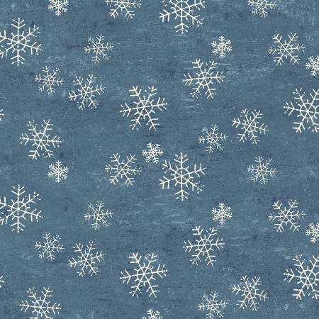 Snow Mountain - Snowflakes Dark Denim FLANNEL