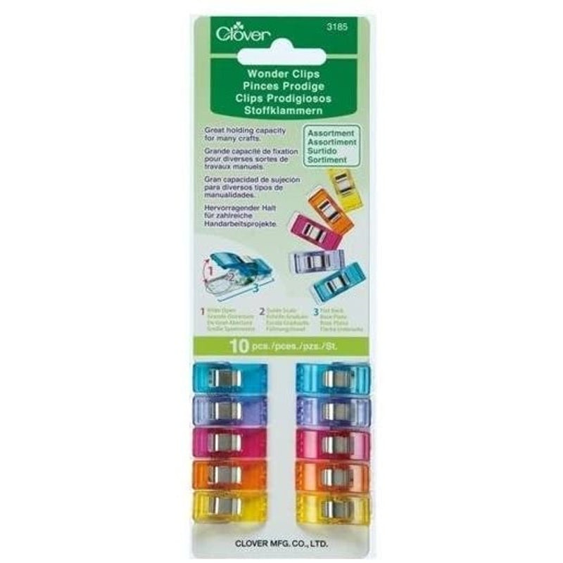 CLOVER Wonder Clips couleurs assorties - Paquet de 10