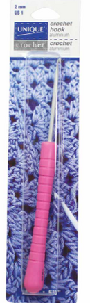 UNIQUE Crochet en aluminium à poignée facile à tenir 14cm (6″) - 2mm