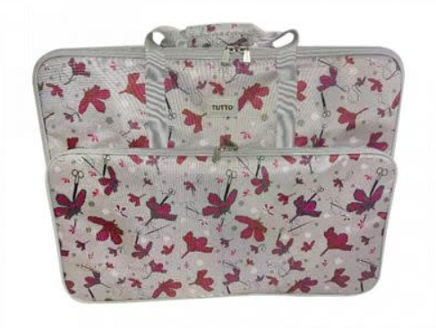 TUTTO Large Embroidery Module Bag- Daisies Gray