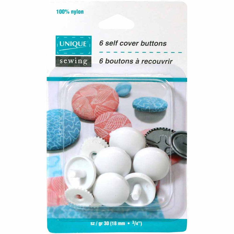 UNIQUE SEWING Buttons to Cover - Nylon - size 30 - 18mm (3⁄4″) - 6 sets