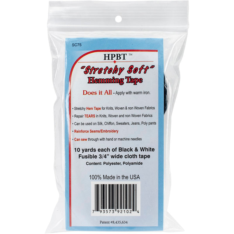 HPBT - Heat Press Batting Together Hem Tape - Black & White- .75"X10yd