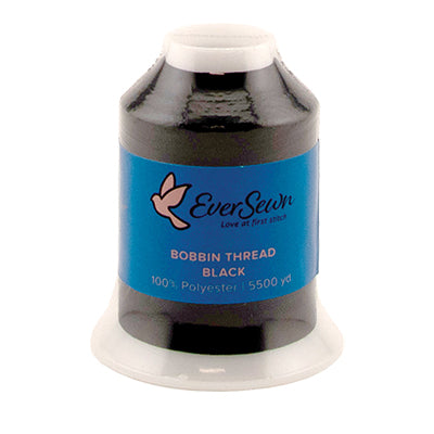 Eversewn Polyester Bobbin Thread Black - 60wt - 5500yd - ES-BOBBLK