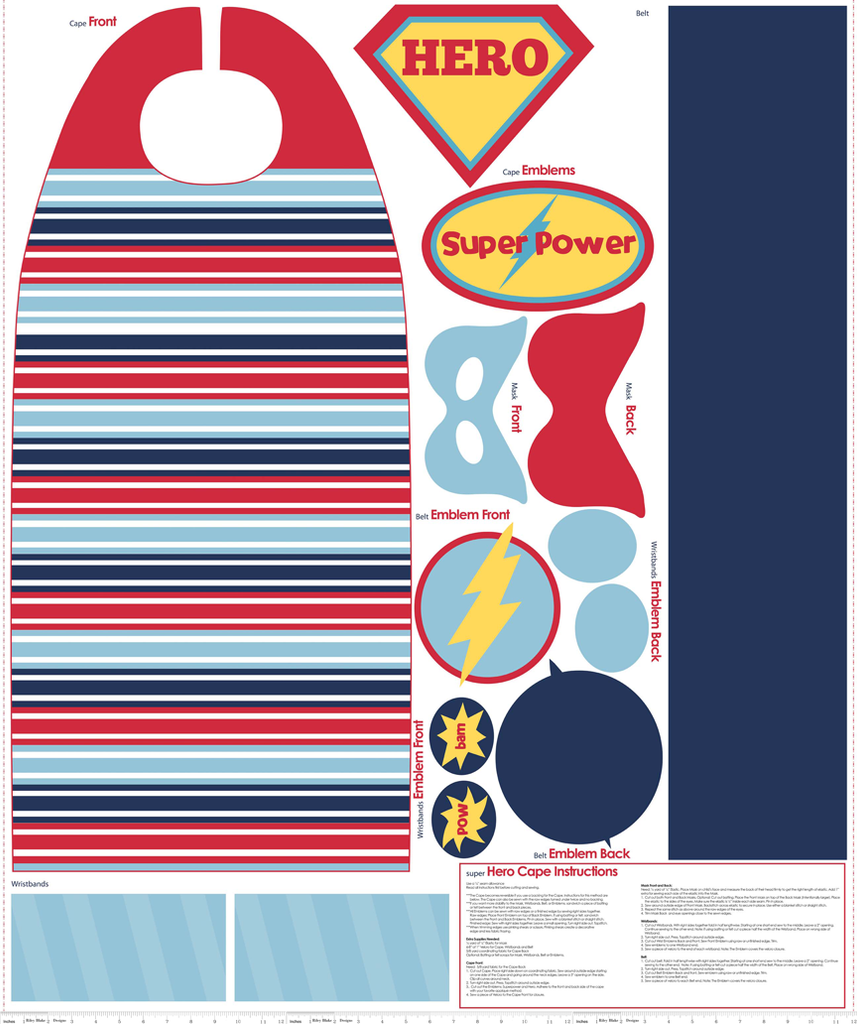 Super Hero - Cape Panel #P3561-Blue